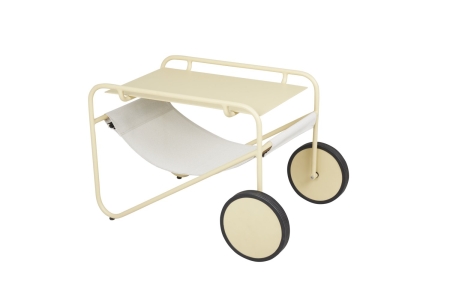 Brafab Poul Beistelltisch 72x44x48cm, Aluminium Lemon-Off-white, rollbar