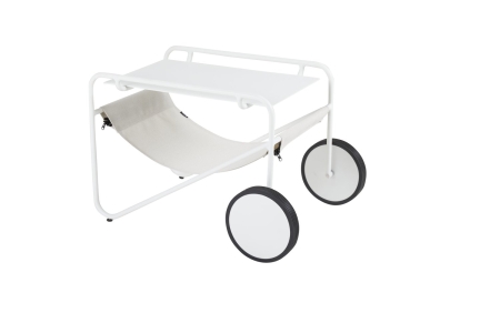 Brafab Poul Beistelltisch 72x44x48cm, Aluminium Wei&szlig;-Offwhite rollbar