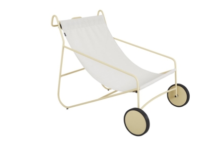 Brafab Poul Loungesessel, Aluminium Lemon-Off-white, rollbar, 74x106x86cm