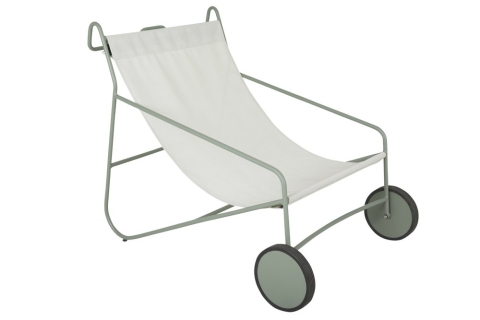Brafab Poul Loungesessel, Aluminium Dusty Green-Off-White, rollbar 74x106x86cm
