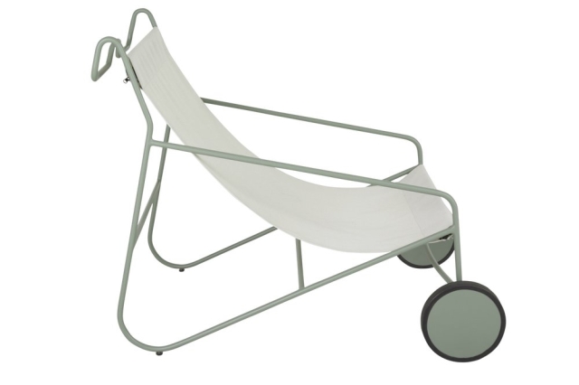 Brafab Poul Loungesessel, Aluminium Dusty Green-Off-White, rollbar 74x106x86cm