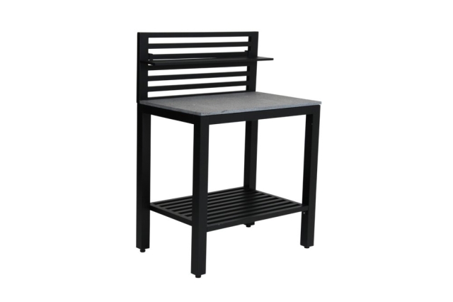 Bellac Outdoork&uuml;che Schwarz-Grau, 90x60x127cm mit Granitplatte