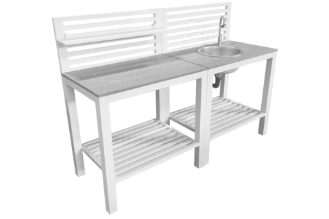 Bellac Outdoork&uuml;che Wei&szlig;, 90x60x127cm mit Granitplatte