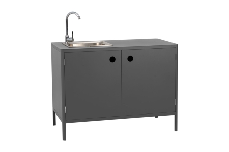 Kelia Antrazit Outdoork&uuml;che 121x64x91cm, mit Sp&uuml;le und Wasserhahn