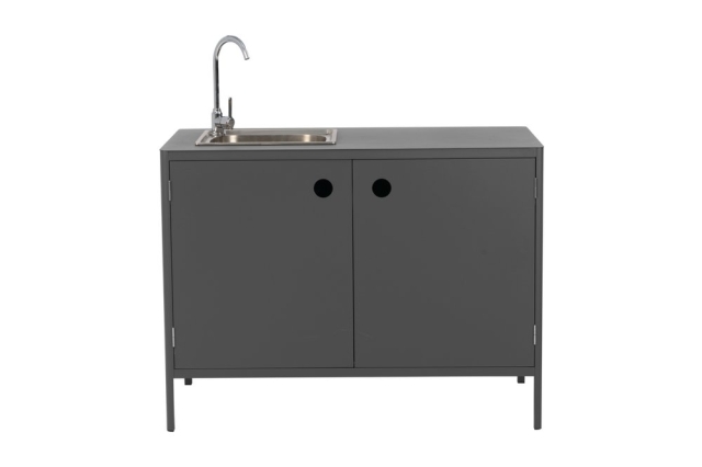 Kelia Antrazit Outdoork&uuml;che 121x64x91cm, mit Sp&uuml;le und Wasserhahn