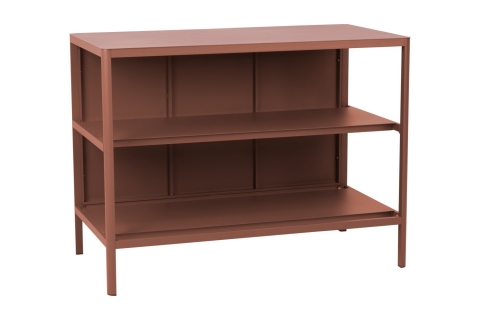 Kelia Zin Red Outdoork&uuml;che 121x64x91cm mit offenen Regalen