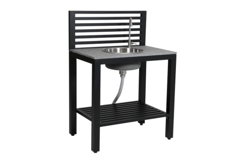 Bellac Outdoork&uuml;che Schwarz-Grau mit Sp&uuml;le und Granitplatte, 90x60x127cm