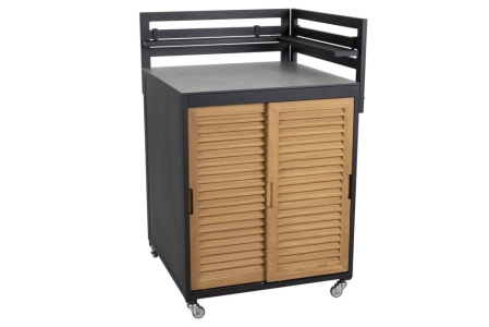 Fornax Outdoork&uuml;che Ecke, Schwarz-Teak, 74x74x114cm