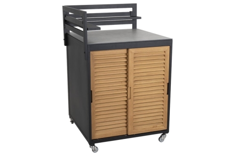 Fornax Outdoork&uuml;che Ecke, Schwarz-Teak, 74x74x114cm