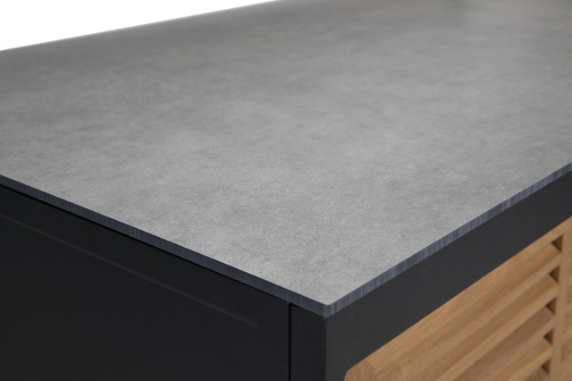 Fornax Outdoork&uuml;che Ecke, Schwarz-Teak, 74x74x114cm