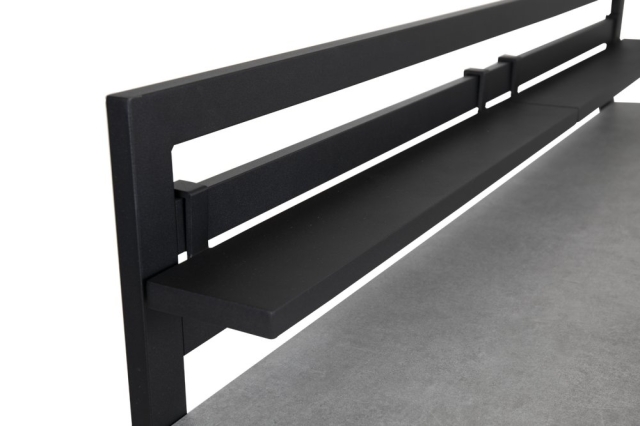 Fornax Outdoork&uuml;che Ecke, Schwarz-Teak, 74x74x114cm