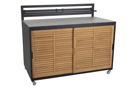 Fornax Outdoork&uuml;che Schwarz-Teak, 140x74x114cm