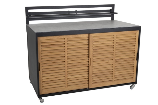 Fornax Outdoork&uuml;che Schwarz-Teak, 140x74x114cm
