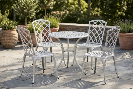 Brafab Set Arras Aluminium, 4 Sessel und 1 Tisch rund 70cm