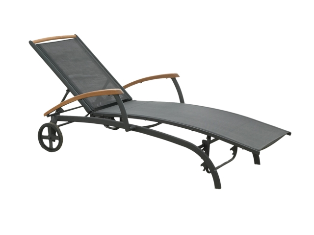 Brafab Andy Liege, Aluminium Schwarz, R&uuml;ckenteil verstellbar, rollbar