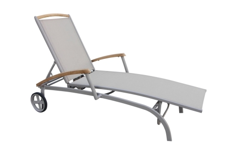 Brafab Andy Liege Aluminium Khaki, R&uuml;ckenteil verstellbar, rollbar