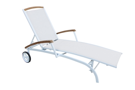 Brafab Andy Liege Aluminium Wei&szlig;-Offwhite, R&uuml;ckenteil verstellbar, rollbar