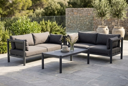 Brafab Brad Set-2, Anthrazit-Charcoal Grey, 2 Sofa und 1 Loungetisch 150x71cm