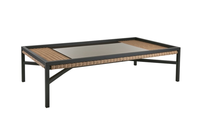 Brafab Shell Loungetisch 150x80x38 cm, Aluminium-Polyrattan, Rustik-Schwarz