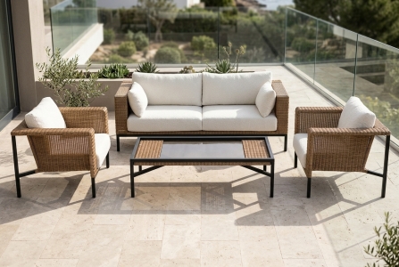 Brafab Shell Set inkl. Polster, 2 Sessel, 1 Tisch, 1 Sofa