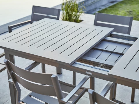 Brafab Lomma XL Ausziehtisch Aluminium khaki 260-380x100cm