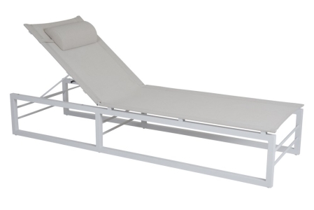Brafab Vevi Sonnenliege, Aluminium Wei&szlig;-Wei&szlig;, 200x64cm, R&uuml;cken verstellbar, klappbar