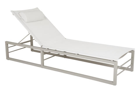 Brafab Vevi Sonnenliege 200x64x36cm Aluminium Khaki-Wei&szlig;