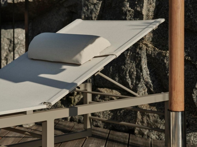 Brafab Vevi Sonnenliege 200x64x36cm Aluminium Khaki-Wei&szlig;