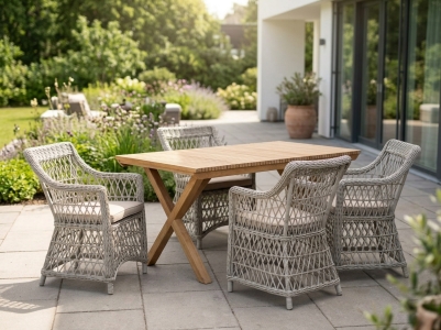 Brafab Beatrice & Julita Set, 4 Sessel Betrice und 1 Tisch Julita 150x90cm
