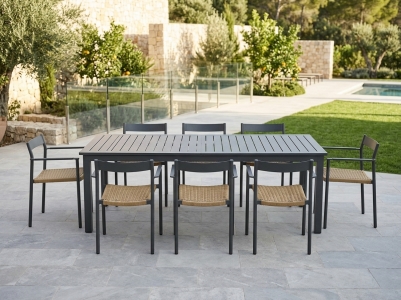 Brafab Lomma-DK Sitzgruppe, 8 DK-Diningsessel und ein Lomma Ausziehtisch 260-380x100cm