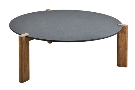 Domino Loungetisch Antrazit-Natur Durchmesser 90cm H 36cm