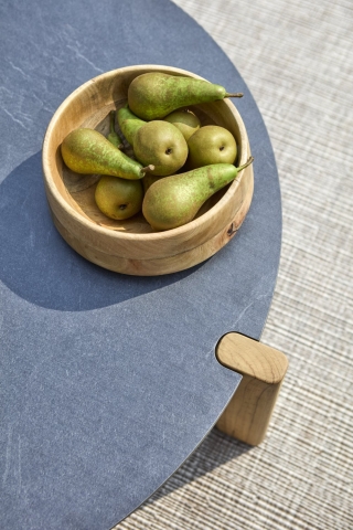 Domino Loungetisch Antrazit-Natur Durchmesser 90cm H 36cm
