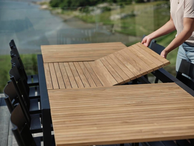 Brafab Naos Esstisch Schwarz-Teak 220-320x100x73cm ausziehbar