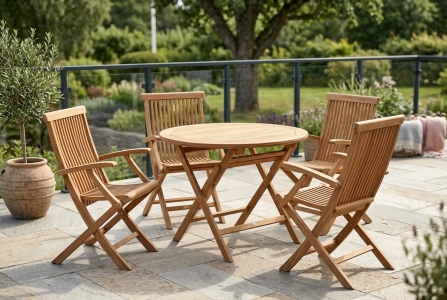 Brafab Gartenm&ouml;bel-Set Turin Teak, 4 Sessel und Tisch 100cm