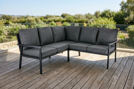 Brafab Rana Set Schwarz-Onyx, Ecklounge 195x195 D78 H92 cm