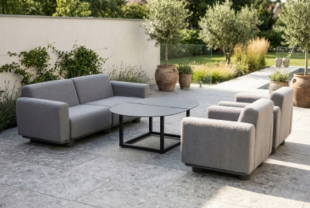 Brafab Bolster-Olive Loungeset grey-anthrazit, 2 Sessel, 1 Sofa und 1 Loungetisch 110x80x40cm