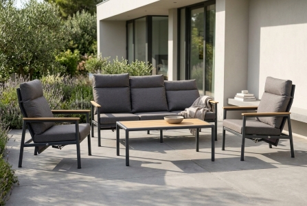 Brafab Gordon Loungeset, 2 Sessel, 1 Sofa 3-Sitzer, 1 Couchtisch 140x65x55cm
