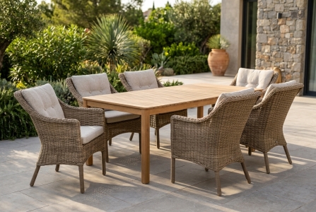 Brafab Lenora & Joe Gartenm&ouml;bel-Set, 6 Sessel und ein 1 Tisch 195x90x73cm