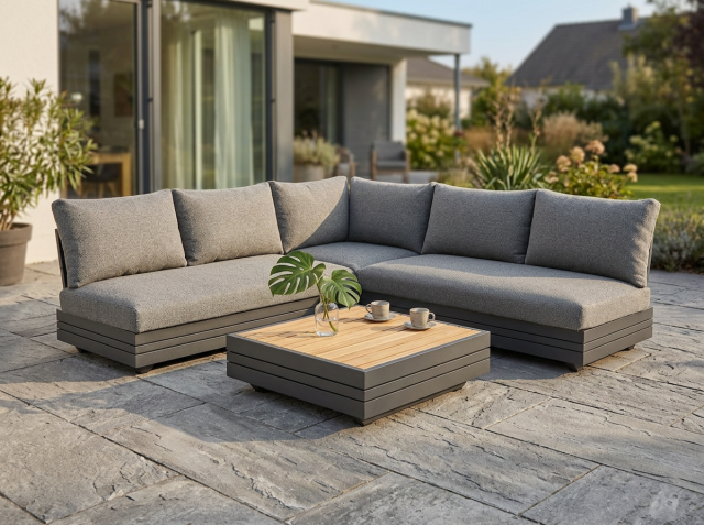 Zebra Loungeset Cubo Neo graphit 213x213cm inkl. Loungetisch und Polstern