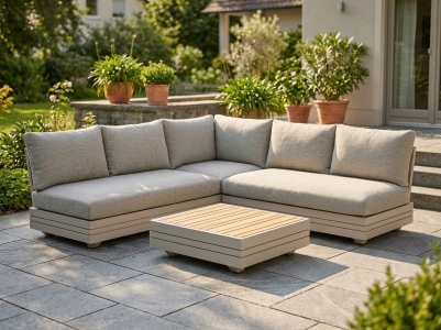 Zebra Loungeset Cubo light taupe 213x213cm inkl. Loungetisch und Polstern