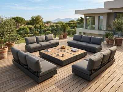 Zebra Cubo Neo Loungeset graphite, 4 Sofa und 4 Kaffeetische gro&szlig;