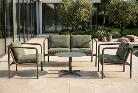 Brafab Motty & Mill Lounge-Set nordic green, 2 Sessel, 1 Bank, 1 Loungetisch rund 75cm