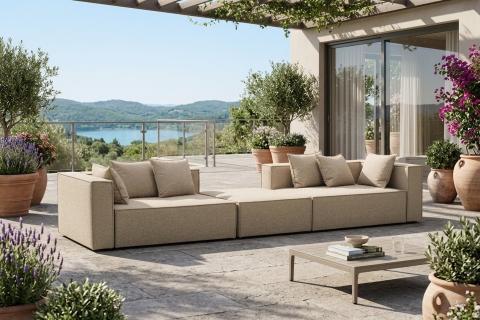Brafab Muki Loungeset light taupe 361x100x75cm inkl. Kissen