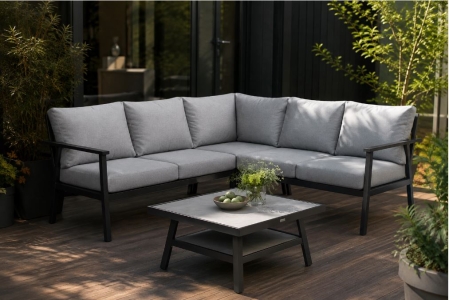 Brafab Samvaro Ecklounge 199x199cm Aluminium anthrazit Bezug pearl grey