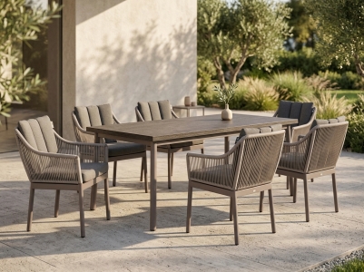 AppleBee Bijou Set, 6 Sessel mit Kissen  und 1 Tisch 240x100cm