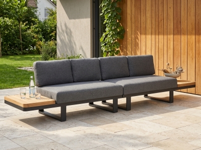 AppleBee Mura Lounge Black Set inkl. Polster und Ablage, L&auml;nge ca. 370cm
