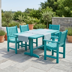Muskoka, Gartenm&ouml;bel-Set Generation Line Turquoise, 4 Sessel und 1 Tisch 183x94cm