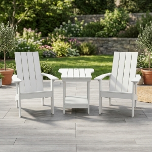 Muskoka Generation Line Set white, 2 Sessel und 1 Tisch mit Schirmloch
