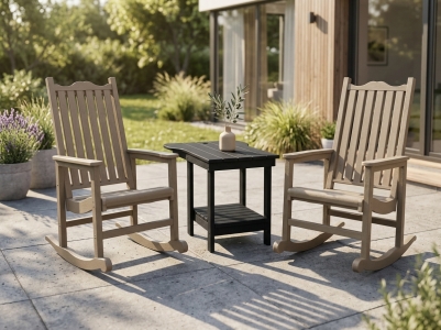 Muskoka Generation Line Set beige-black, 2 Schaukelst&uuml;hle und 1 Tisch mit Schirmloch
