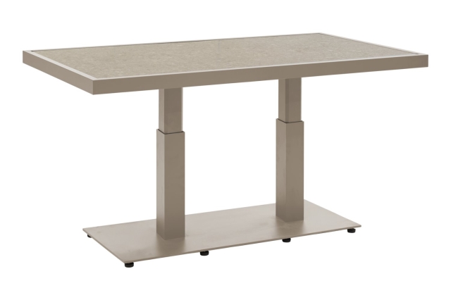Brafab Scale Loungetisch 140x85 H49-73cm, Aluminium-Stahl Khaki-Greish Keramik